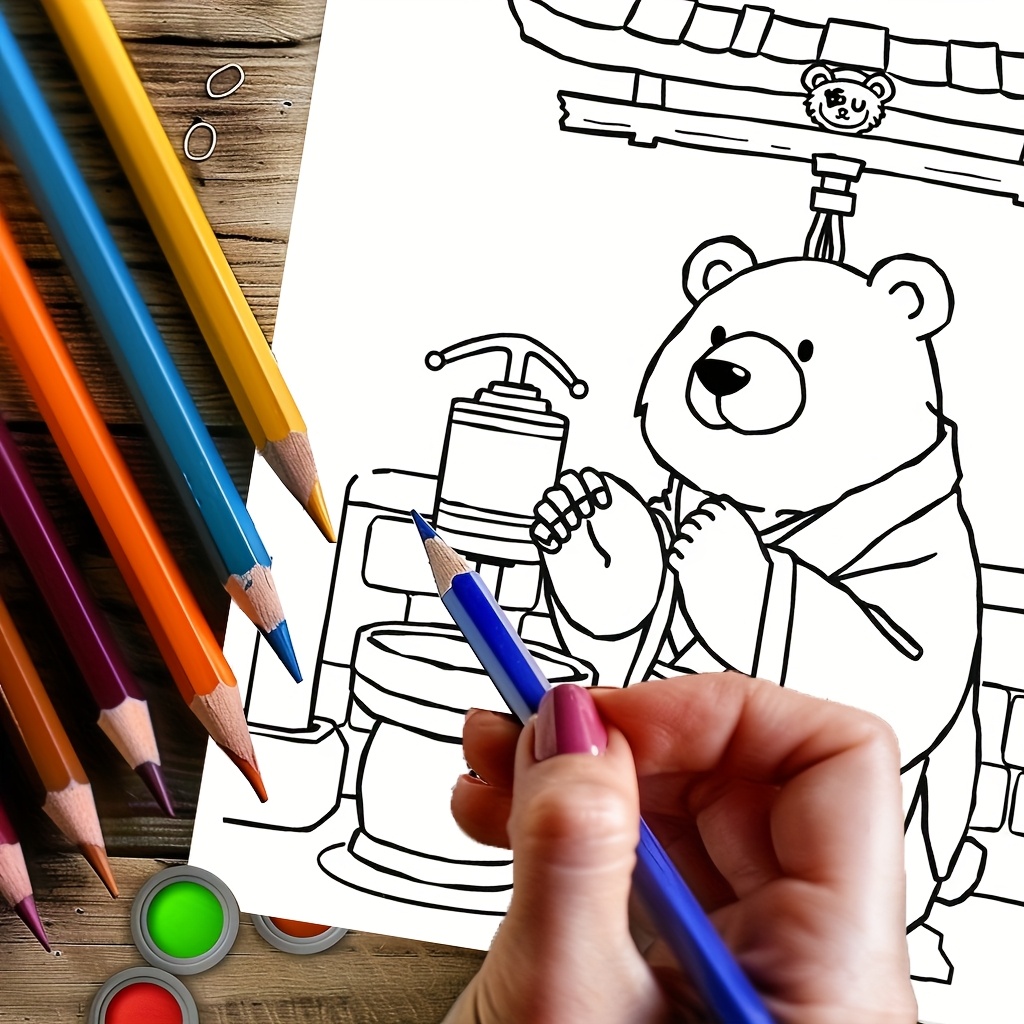28 Pages Cute Bear in Japan Co - đánh giá và giá Adult Coloring Book Stress Relief