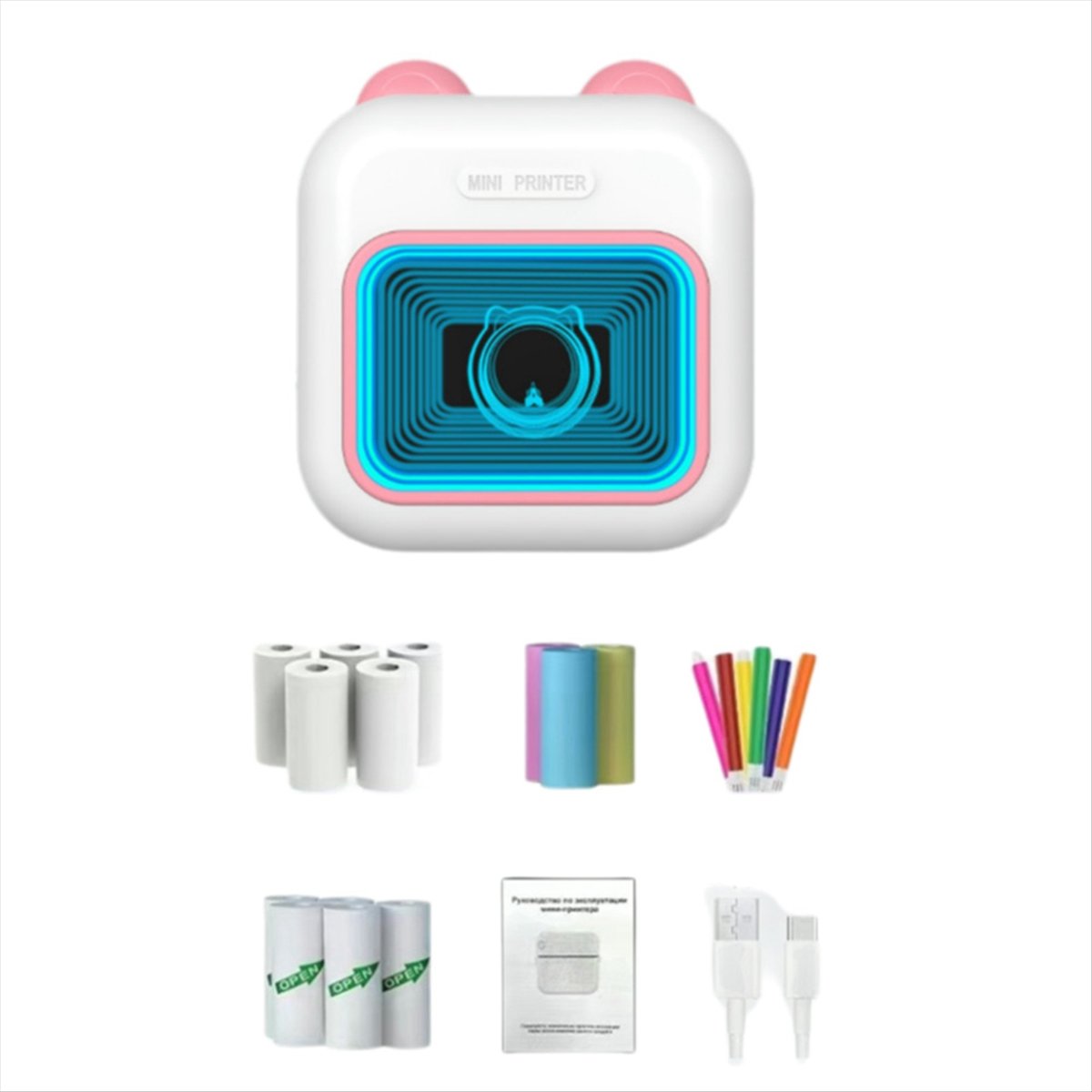 Mini Sticker Printer RGB Light - đánh giá và giá Mini Pocket Thermal Printer Paper Roll
