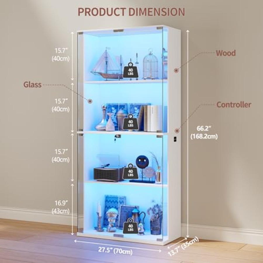 66 Glass Display Cabinet for C - đánh giá và giá Books