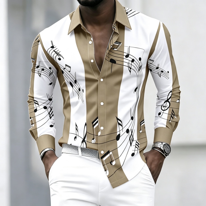 Men's collared shirt with crea - đánh giá và giá Music