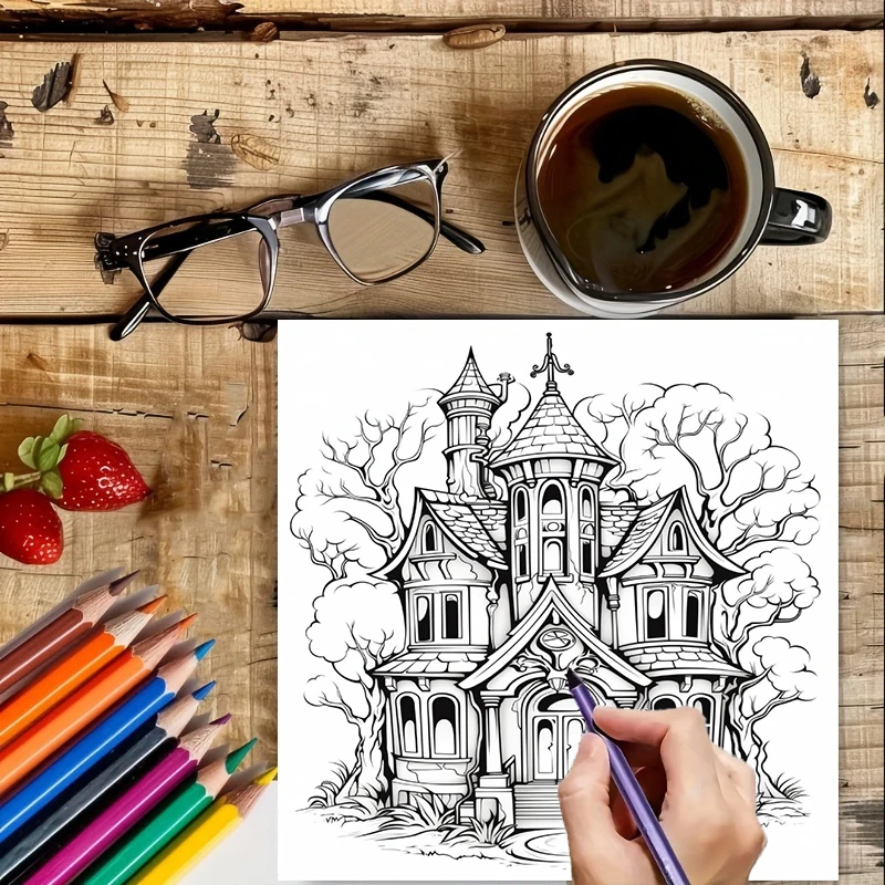 Haunted House Coloring Book fo - đánh giá và giá Adult Coloring Book Stress Relief