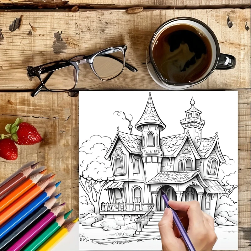 Haunted House Coloring Book fo - đánh giá và giá Adult Coloring Book Stress Relief