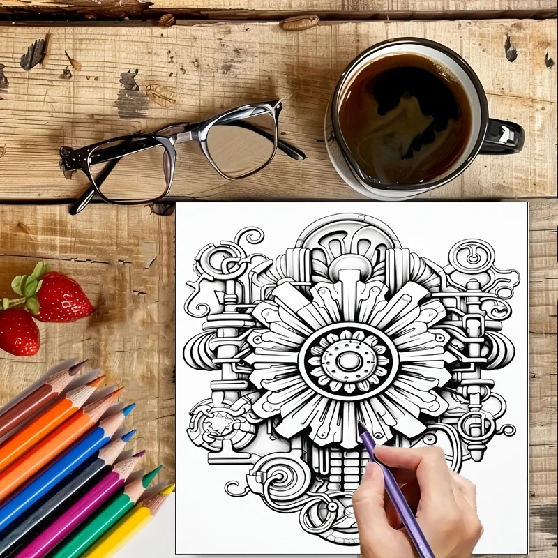 Coloring Book Steampunk Flower - đánh giá và giá Adult Coloring Book Stress Relief