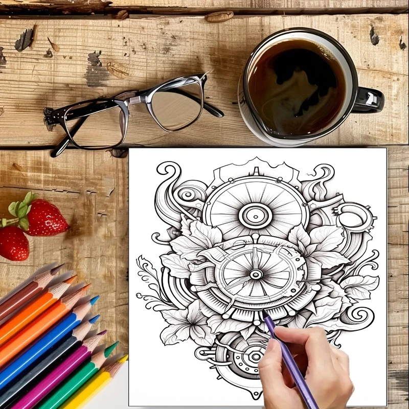 Coloring Book Steampunk Flower - đánh giá và giá Adult Coloring Book Stress Relief