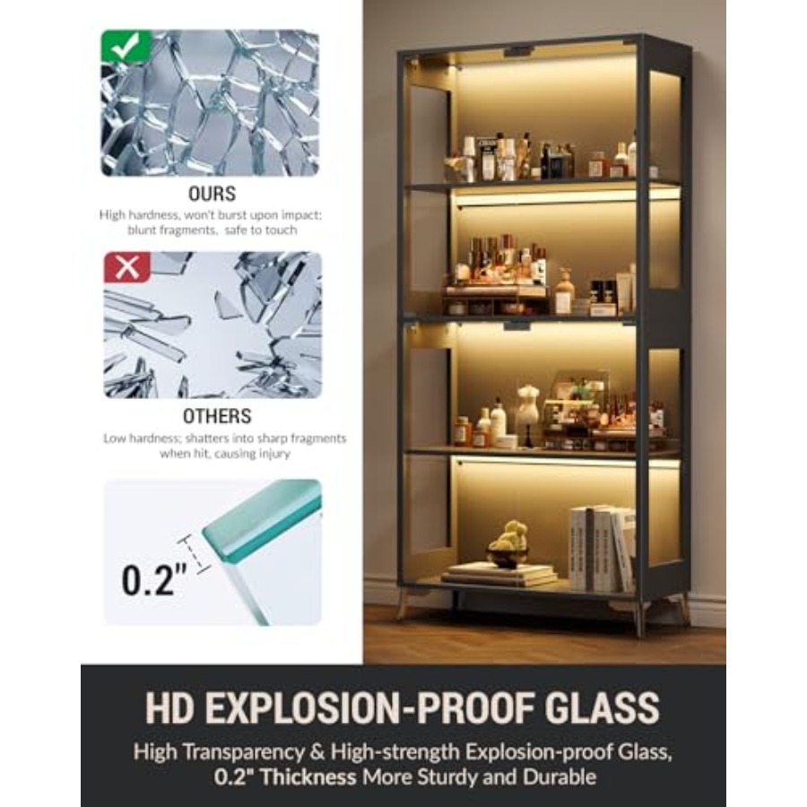 Glass display cabinet with doo - đánh giá và giá Books
